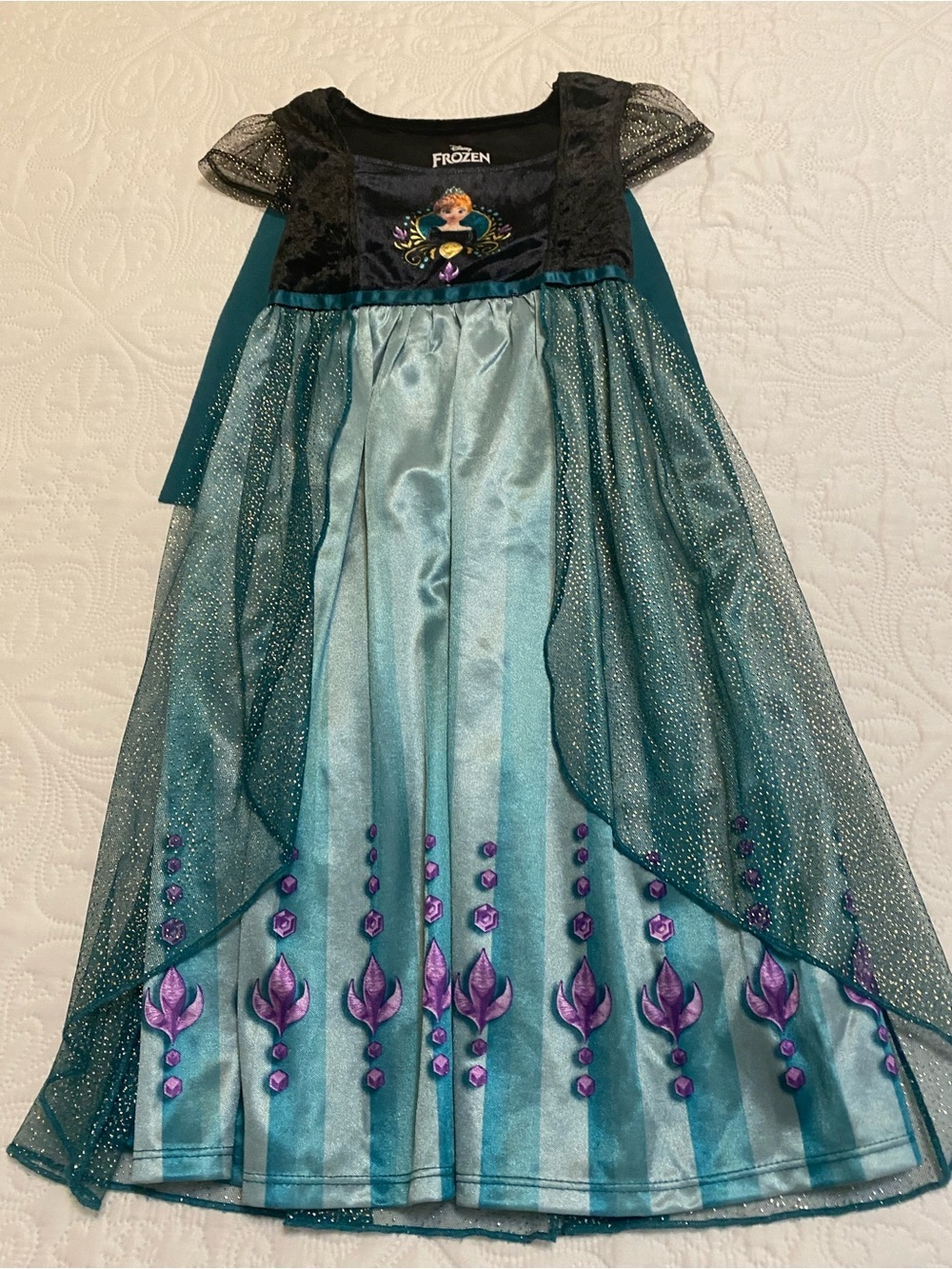 Disney Anna Teal and Black Sparkle Gown - Picture 5 of 7